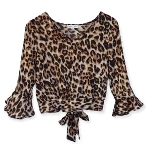 Honey Peace Animal Print 3/4 Sleeve Top Women's Small